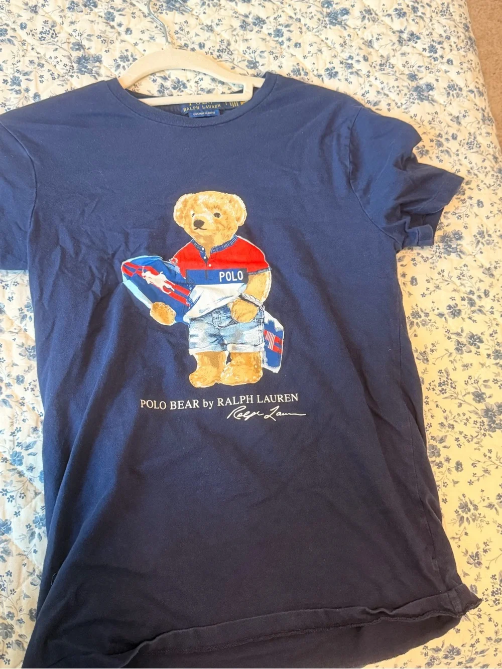 Ralph Lauren Navy Polo Bear Graphic Tee with Red Accents